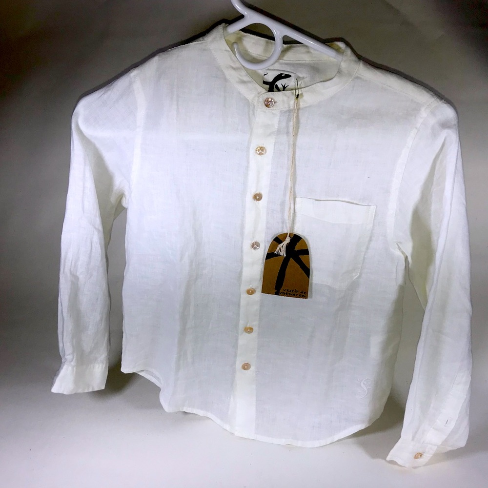 (Pou Nou) White ,Spring T-shirt, Longsleeve, Buttoned